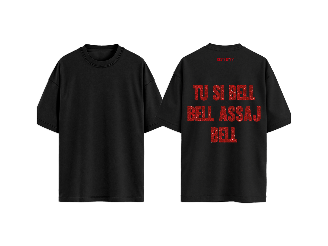 T-SHIRT REGULAR  TU SI BELL GLITTER ROSSO