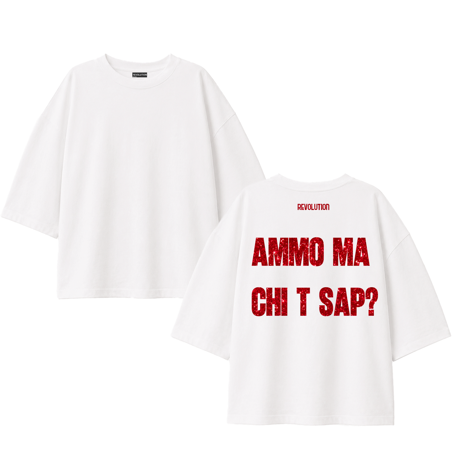 T-SHIRT SUPER OVER SIZE AMMO MA CHI T SAP GLITTER ROSSO