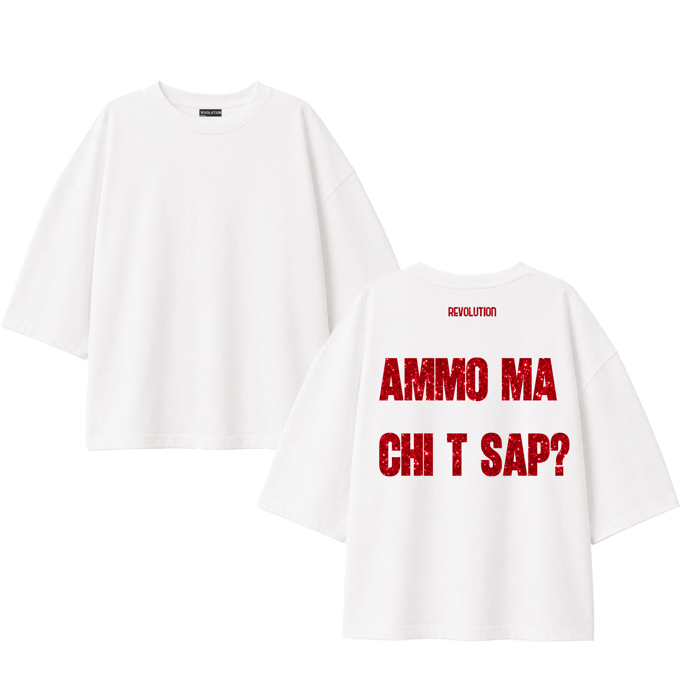 T-SHIRT SUPER OVER SIZE AMMO MA CHI T SAP GLITTER ROSSO