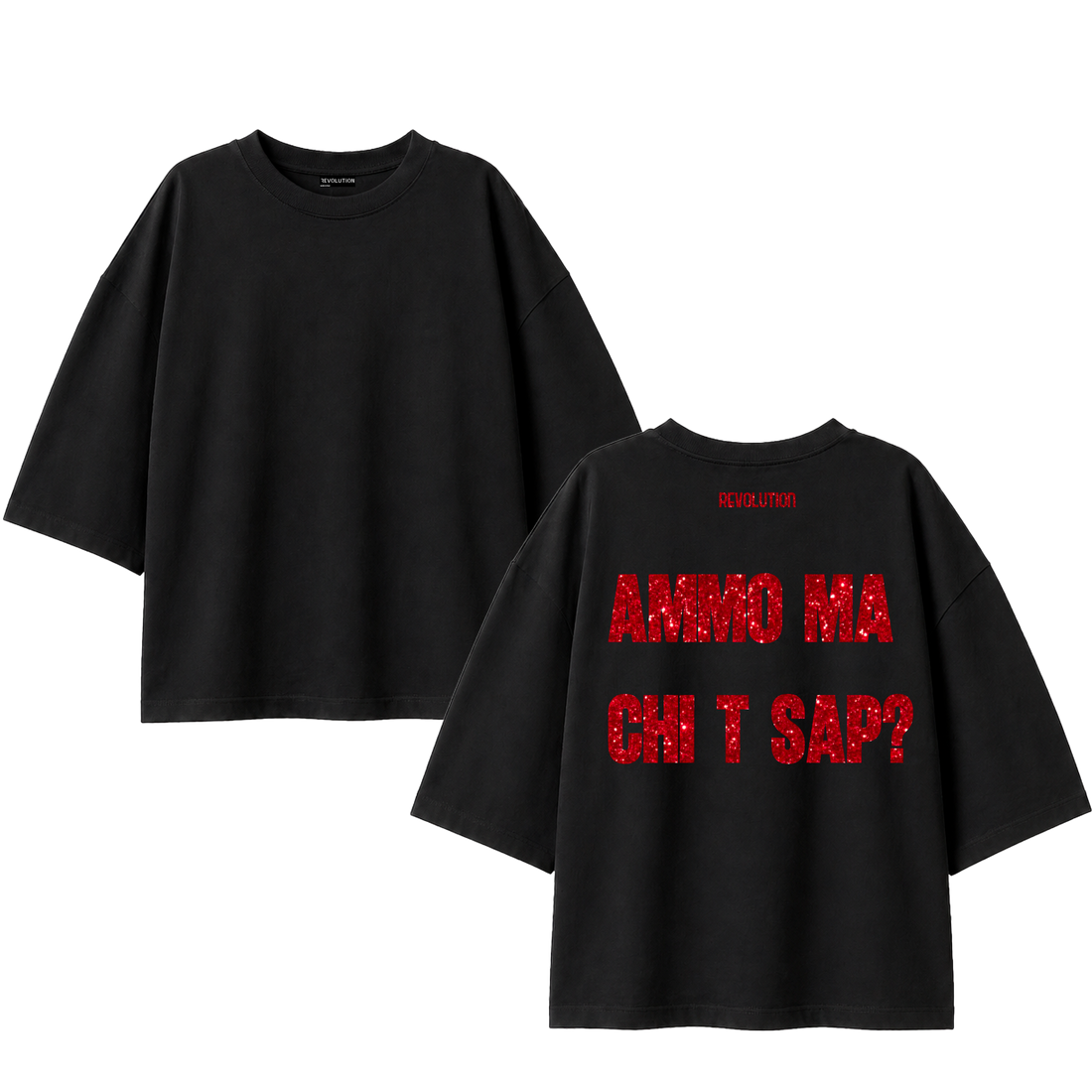 T-SHIRT SUPER OVER SIZE AMMO MA CHI T SAP GLITTER ROSSO