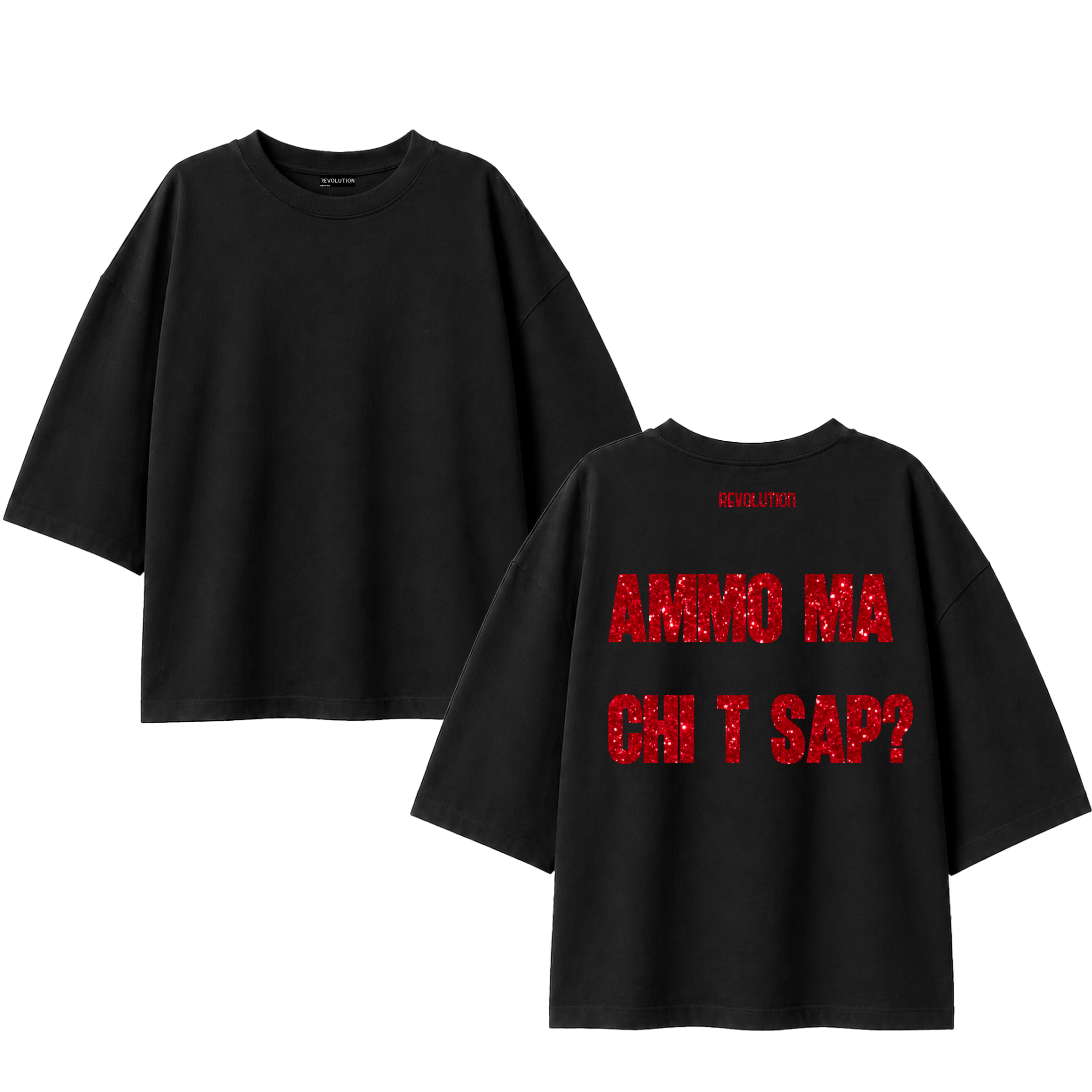 T-SHIRT SUPER OVER SIZE AMMO MA CHI T SAP GLITTER ROSSO