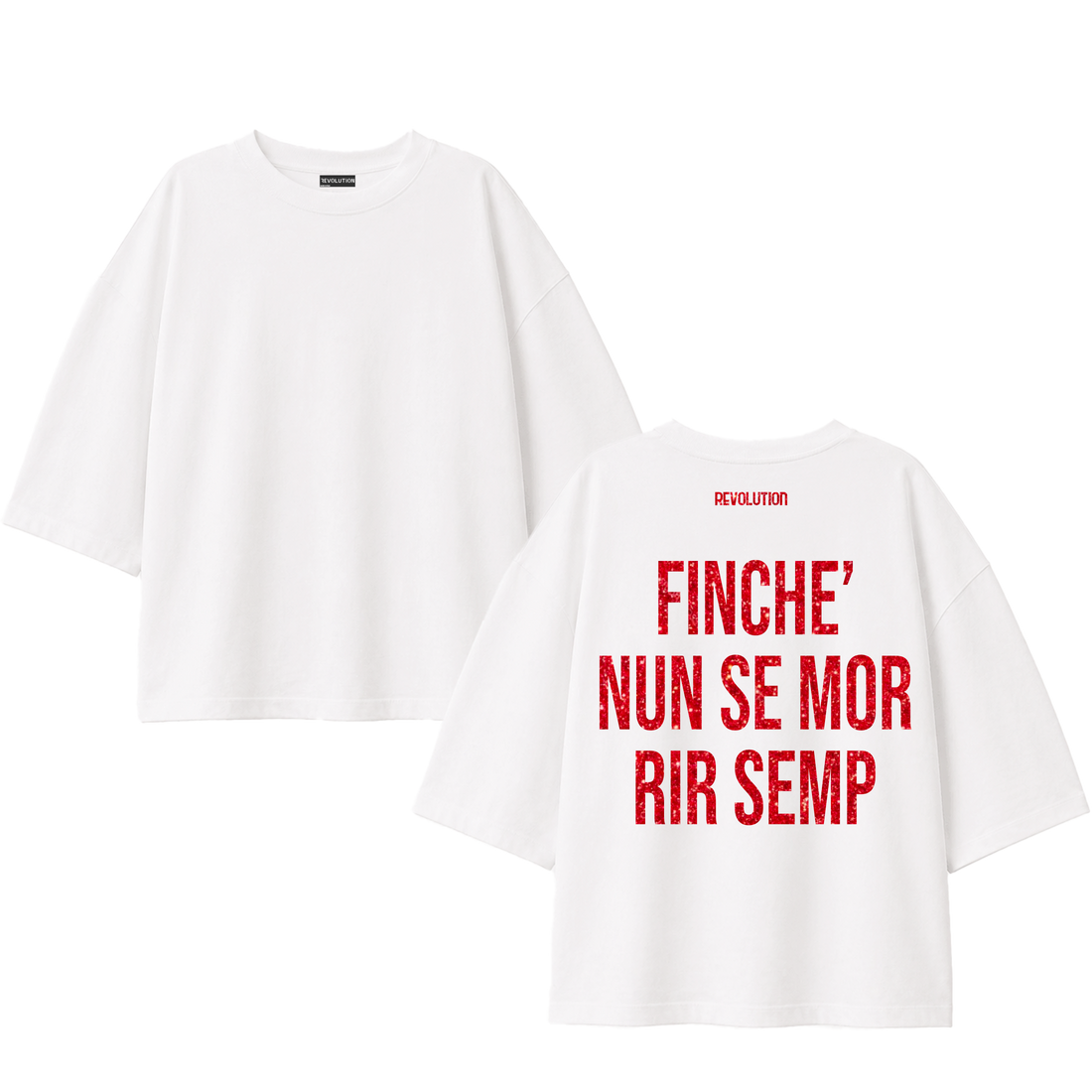 T-SHIRT SUPER OVER SIZE FINCHE NUN SE MOR RIR SEMP GLITTER ROSSO