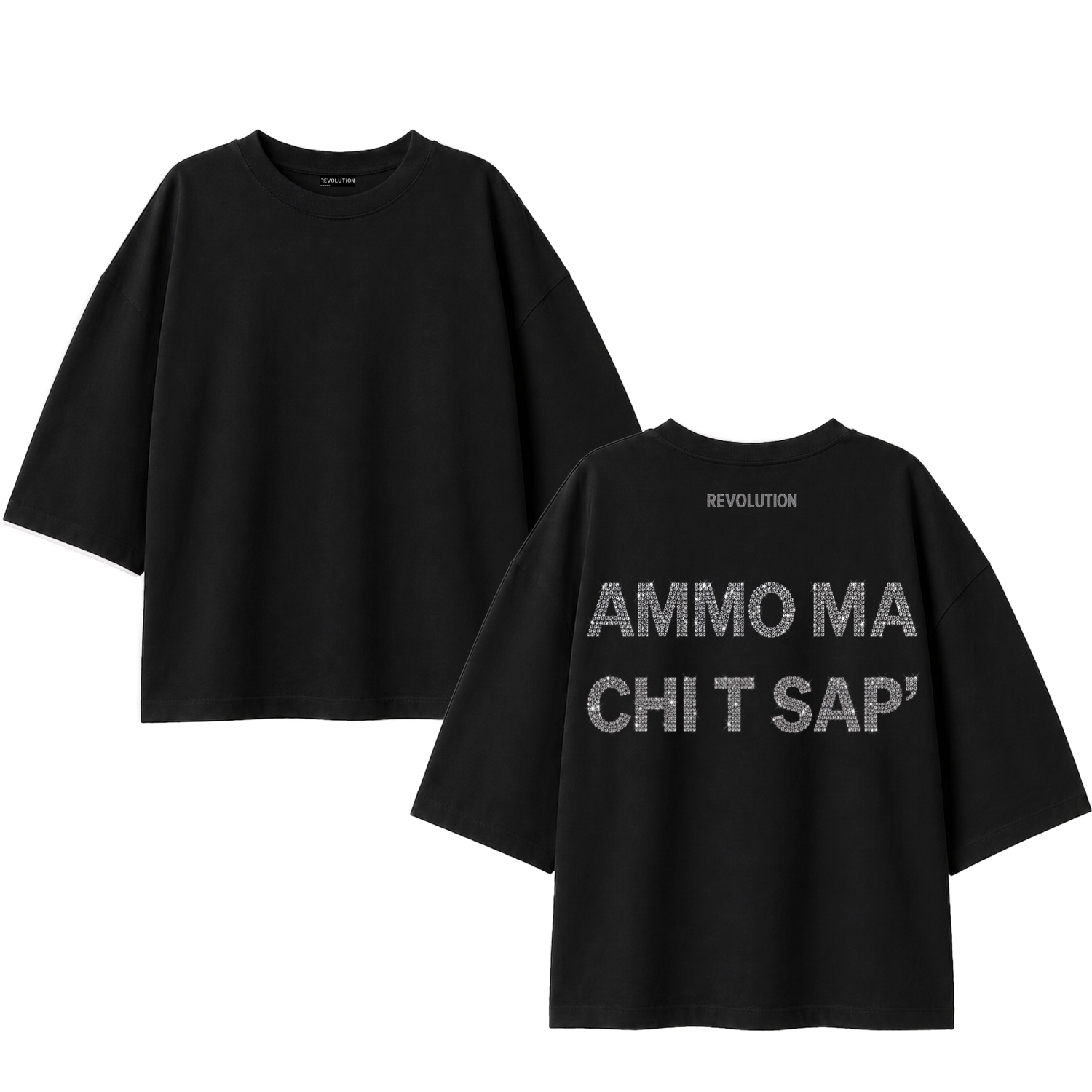 T-SHIRT SUPER OVER SIZE STRASS AMMO MA CHI T SAPE&