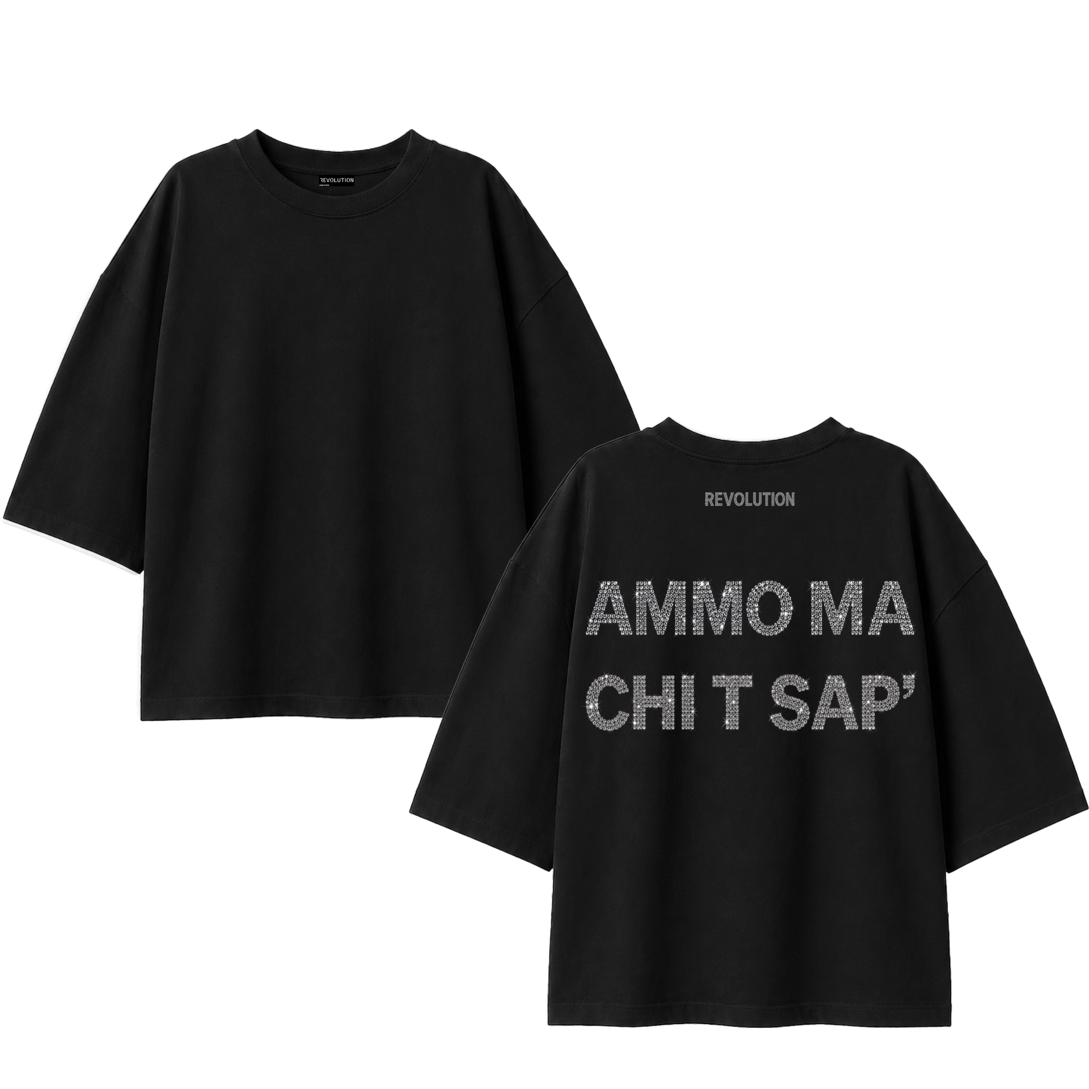 T-SHIRT SUPER OVER SIZE STRASS AMMO MA CHI T SAPE&