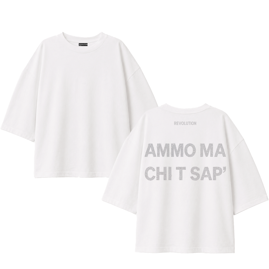 T-SHIRT SUPER OVER SIZE STRASS AMMO MA CHI T SAPE&