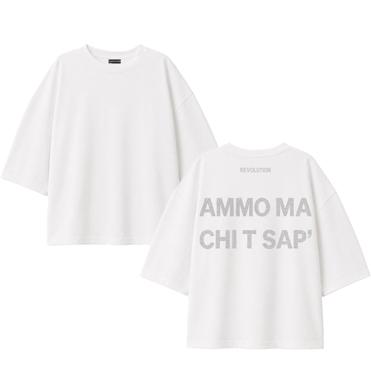 T-SHIRT SUPER OVER SIZE STRASS AMMO MA CHI T SAPE&