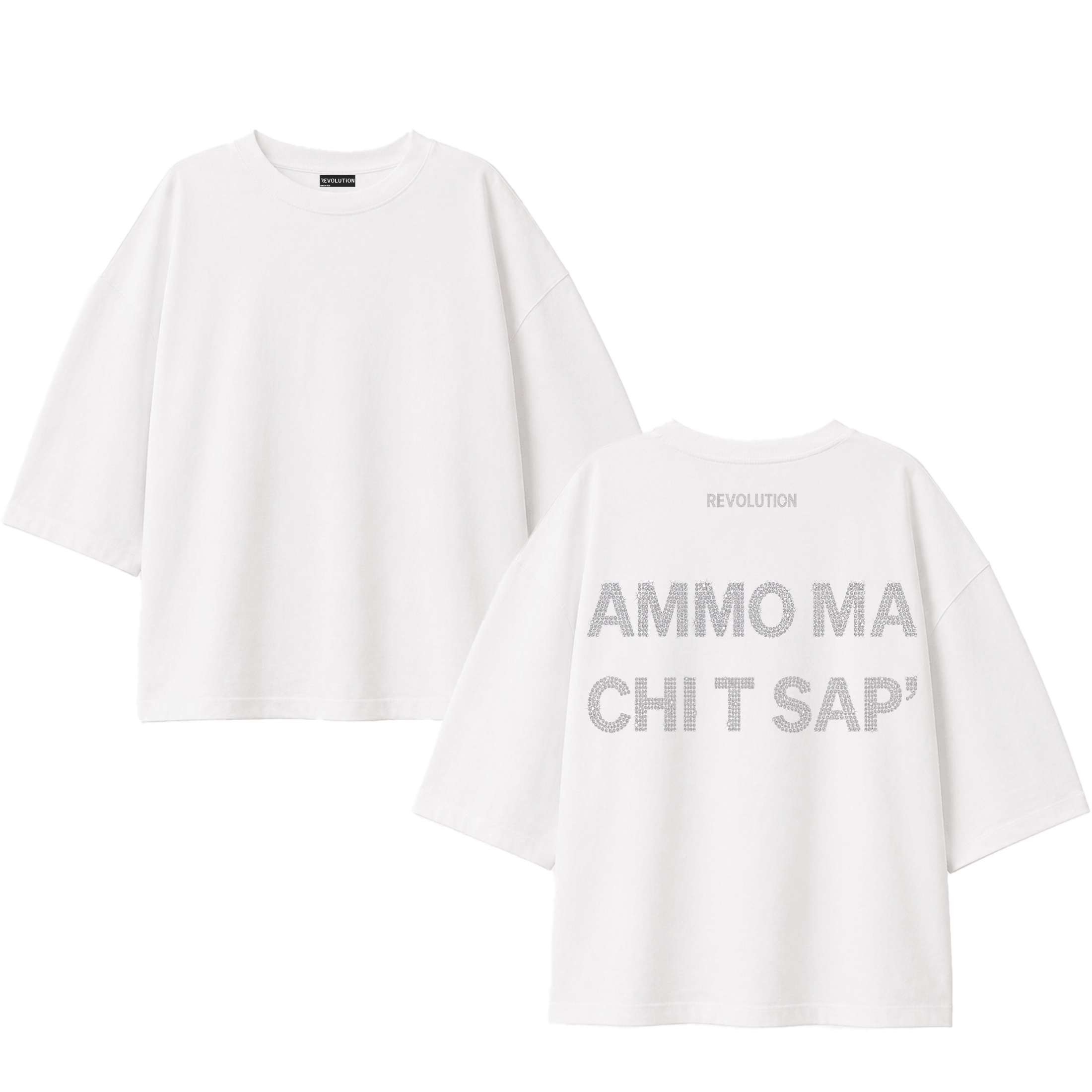 T-SHIRT SUPER OVER SIZE STRASS AMMO MA CHI T SAPE&